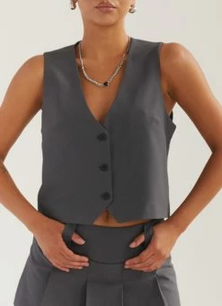 Silk X Peppermayo Cartwright Vest Top - Gunmetal Grey -Peppermayo Shop 002f6a4ea49047659efd29a601ba13a3