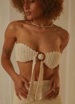 Peppermayo Exclusive Salty Hair Crochet Crop - Ivory