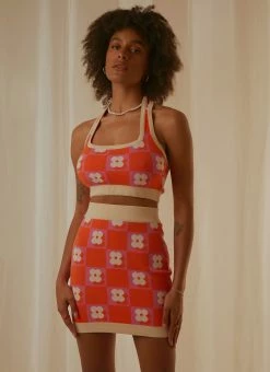 Peppermayo Exclusive Flower Market Knit Halter - Orange Mod Floral -Peppermayo Shop 047842e8d71f4e5e994b25e5f9a627ff