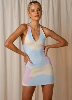 Peppermayo Exclusive Wind It Back Knit Halter Dress - Pastel Wave -Peppermayo Shop 06bd6282ff99410db7e85c2b373867f2
