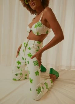 Peppermayo Exclusive Keep Your Heart Pants - Green Wild Poppies