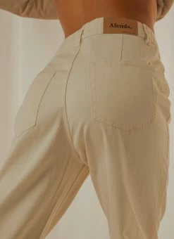 Afends Shelby Hemp Twill High Waist Leg Pant - Natural