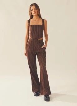 Peppermayo Exclusive Talula Pinstripe Bustier - Chocolate -Peppermayo Shop 10d18347734a4150ac0f66e918c628d5