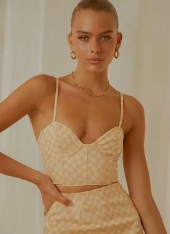 Peppermayo Exclusive Sunday Girl Bustier Crop - Neutral Check 9 Peppermayo Exclusive Sunday Girl Bustier Crop - Neutral Check -Peppermayo Shop 1b01710c184543728dbf37eb25c83d5b