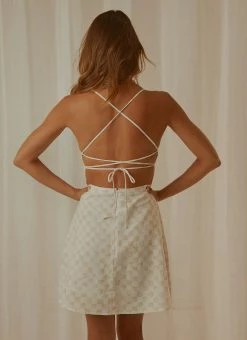 Cools Club 90s Mini Dress - Sand Checker -Peppermayo Shop 1b1588cb03084b14897a8a6b3106c200