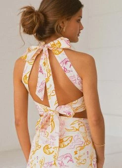 Peppermayo X Rikki Day Fresco Linen Halter Top - Oceanus -Peppermayo Shop 1dda7dfd50c24bfa828aef8169c16785