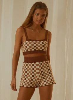 Peppermayo Exclusive Remix It Knit Crop - Choc Check