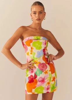 Peppermayo Exclusive Skyscrapers Linen Mini Dress - Blurred Blossom