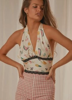 Peppermayo Exclusive So Sweet Lace Crop - Fruit Salad