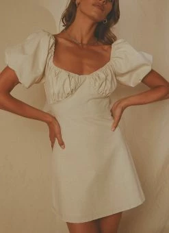 Peppermayo Exclusive San Sebastian Linen Mini Dress - Oatmeal