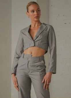 Peppermayo Exclusive L.A Loving Cropped Blazer - Slate