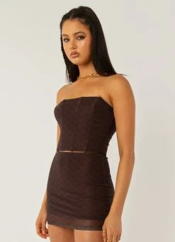Peppermayo Exclusive Abbie Bustier - Chocolate Monogram -Peppermayo Shop 2b24bcd54309448dbb7115e28a5ccbe4