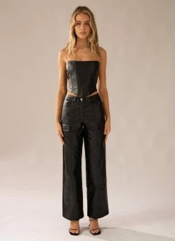 Peppermayo Exclusive Run The Show PU Bustier Top - Black -Peppermayo Shop 2ee3f56e24d14f1f8d75f3dc105af18c