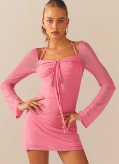 Peppermayo Exclusive Make A Move Mesh Mini Dress - Amplify Pink
