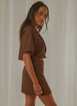 Peppermayo Exclusive New York City Cropped Blazer - Choc Brown -Peppermayo Shop 36409b920e664c12a9c05f38b1570448