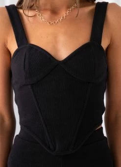 Peppermayo Exclusive Jaide Organic Cotton Rib Corset Top - Black -Peppermayo Shop 399dbdba592c4feead6aefde374a7249