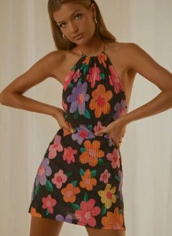 Peppermayo Exclusive Love From Europe Halter Dress - Noir Bloom