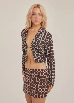 Riley Hubatka X Peppermayo Cobain Crop Shirt - Chocolate Geo -Peppermayo Shop 47edabe202d94efe8e653623ae98c647