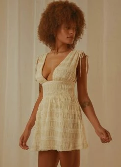 Peppermayo Exclusive Heartbreak Hotel Ruched Mini Dress - Creme -Peppermayo Shop 4823578da4914718be975f0ce7d1cc4c