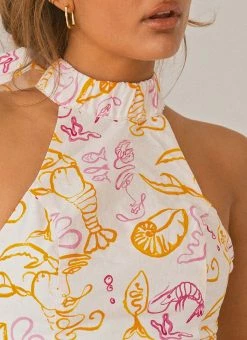 Peppermayo X Rikki Day Fresco Linen Halter Top - Oceanus -Peppermayo Shop 485b50f1aa144f88b817951b1eb648f5