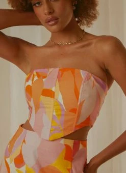 Peppermayo Exclusive Creative Culture Linen Bustier Top - Paloma