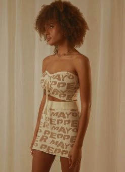 Peppermayo Exclusive Our Village Knit Crop - Latte Logo -Peppermayo Shop 49e32d92946f484f987016c0ab54a654