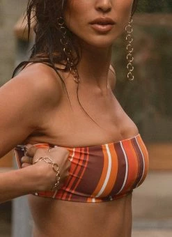 Peppermayo Exclusive A Shore Thing Bikini Bandeau Top - Golden Hour Stripe