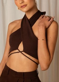 Peppermayo Exclusive On The Run Crop - Choc Brown