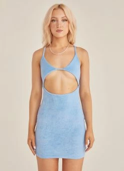 Riley Hubatka X Peppermayo Poolside Story Terry Mini Dress - Azure