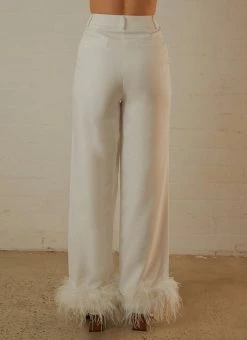 Peppermayo Exclusive Shake It Off Feather Pants - Snow -Peppermayo Shop 4e0952ea88484ebd9766249208de1926