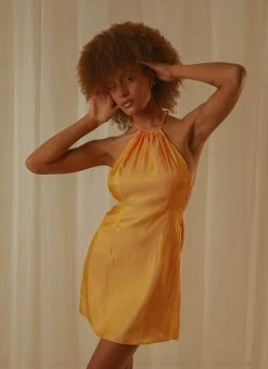 Peppermayo Exclusive Love Lessons Mini Dress - Mango Shimmer