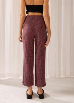 Afends Ryder Hemp Check High Waist Pant - Red -Peppermayo Shop 51c5d7c69c3a4485bf5feb3ddc0f3773