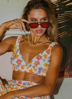 Peppermayo Exclusive Cici Linen Crop Top - Blooming