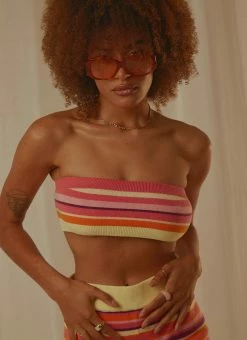 Peppermayo Exclusive Sweet Talker Knit Crop Top - Pink Multi Stripe