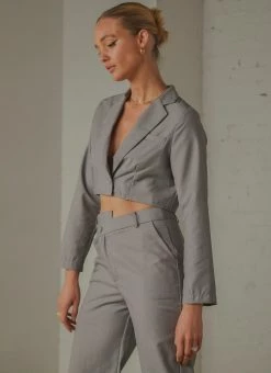 Peppermayo Exclusive L.A Loving Cropped Blazer - Slate -Peppermayo Shop 5b28bc76e5a54af3ae68279ba92526ce