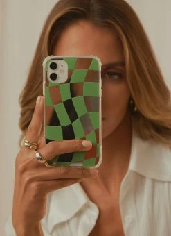 Peppermayo Time Warp IPhone Case - Gren Warp Check