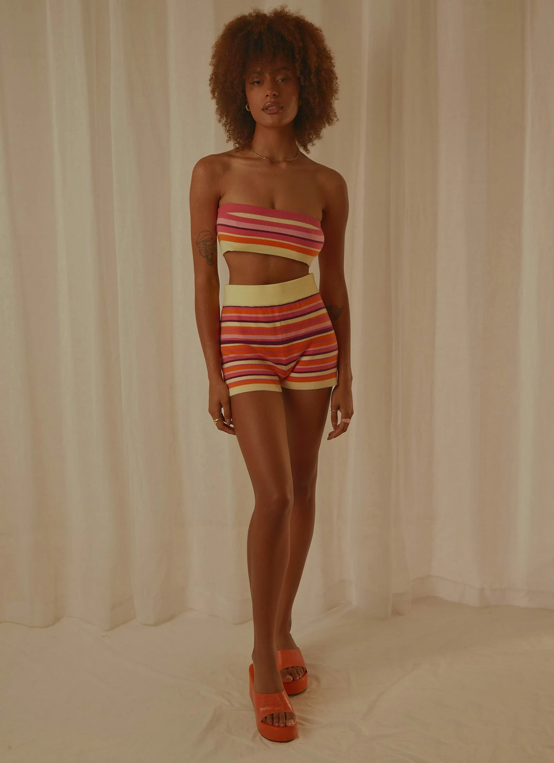 Peppermayo Exclusive Sweet Talker Knit Crop Top - Pink Multi Stripe 5 Peppermayo Exclusive Sweet Talker Knit Crop Top - Pink Multi Stripe - Image 3