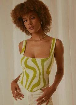 Peppermayo Exclusive Alfresco Nights Bustier Top - Lime Wave