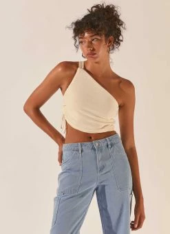 Peppermayo Exclusive Make It Better Plisse Crop Top - Ivory