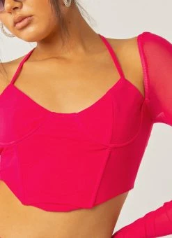 Peppermayo Exclusive Sienna Mesh Halter Top - Magenta -Peppermayo Shop 65d925d216254150a9974ad58bbb0478