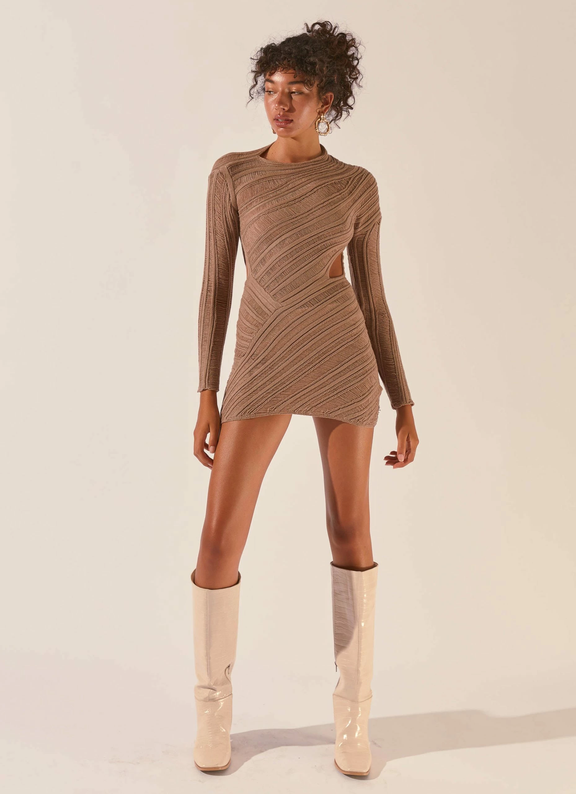 Peppermayo Exclusive Angels Wing Mini Dress - Taupe 6 Peppermayo Exclusive Angels Wing Mini Dress - Taupe - Image 4