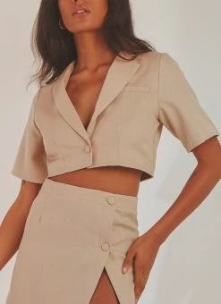 Peppermayo Exclusive New York City Cropped Blazer - Taupe