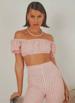Peppermayo Exclusive Les Deux Crop Top - Pink Gingham