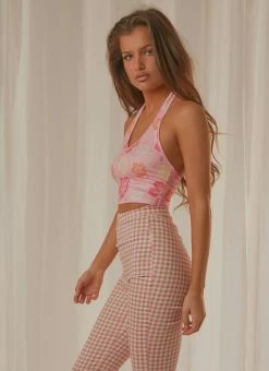 Peppermayo Exclusive Maui Halter Crop - Pink Hawaiian Floral -Peppermayo Shop 6d0ebce2be6440f0ac523ff135dad2fc