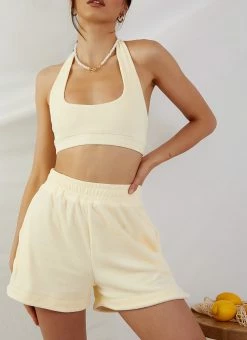 Peppermayo Exclusive Voyage Terry Halter Crop - Yellow -Peppermayo Shop 75f943e6bdcb4c1386a5ee23f12386de