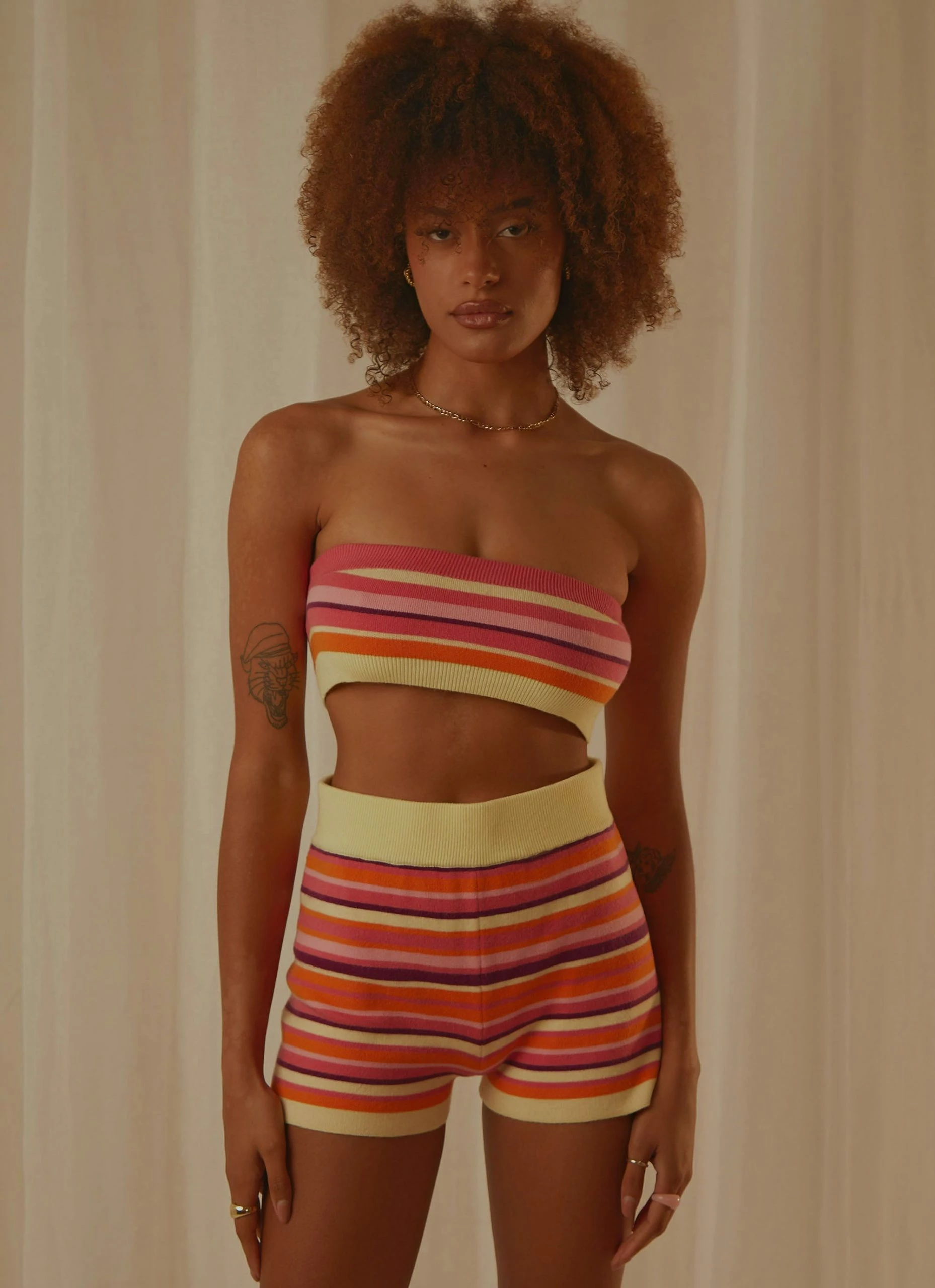 Peppermayo Exclusive Sweet Talker Knit Crop Top - Pink Multi Stripe 4 Peppermayo Exclusive Sweet Talker Knit Crop Top - Pink Multi Stripe - Image 2
