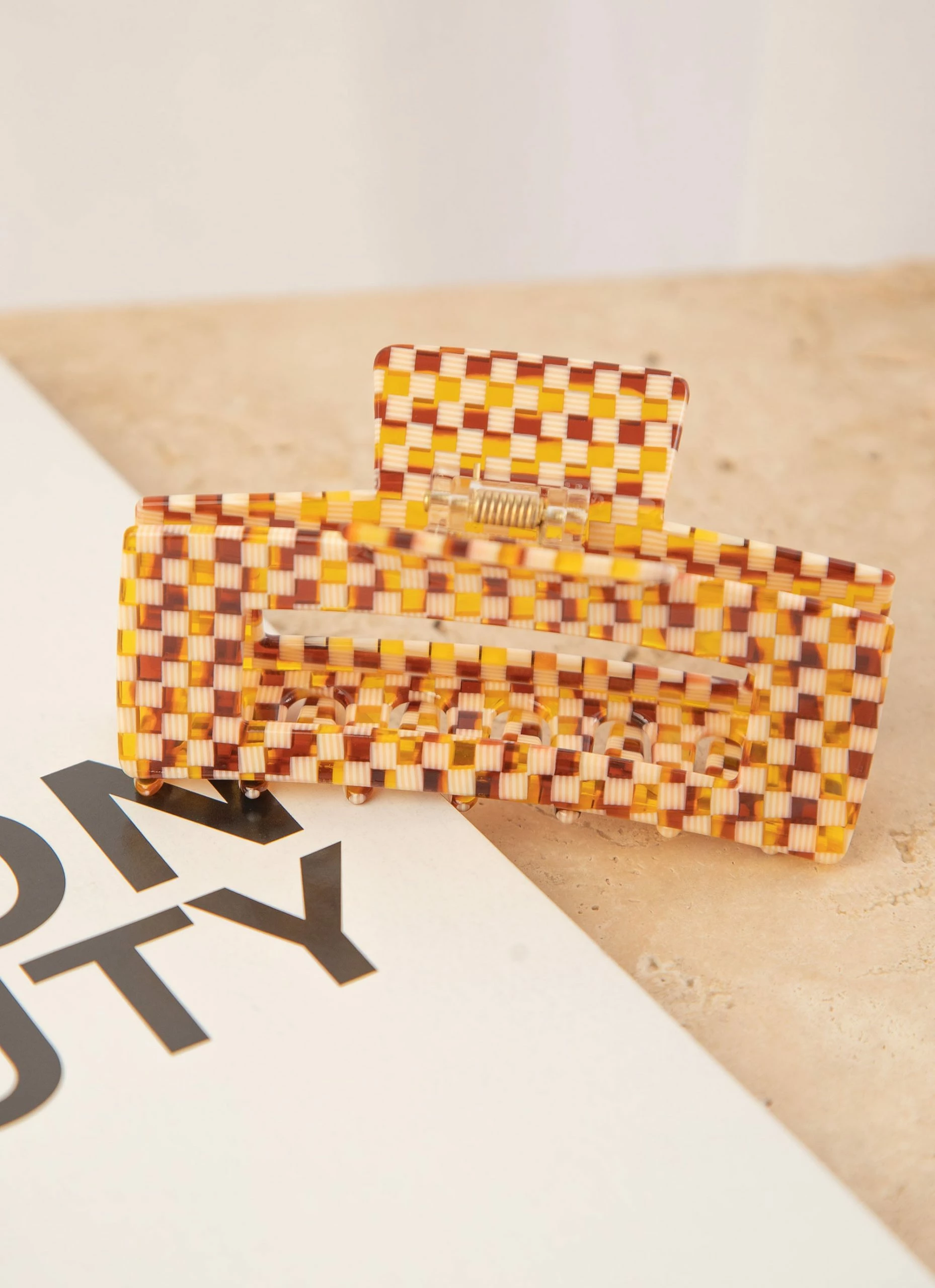 Peppermayo Alba Hair Clip - Yellow Check 6 Peppermayo Alba Hair Clip - Yellow Check - Image 4