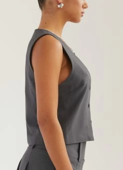 Silk X Peppermayo Cartwright Vest Top - Gunmetal Grey -Peppermayo Shop 7a272c7e35f54f8dabf6bee58d1066cb