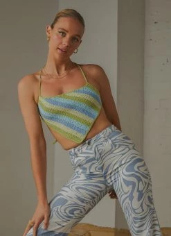 Peppermayo Exclusive Cancun Crochet Halter Top - Blue Green