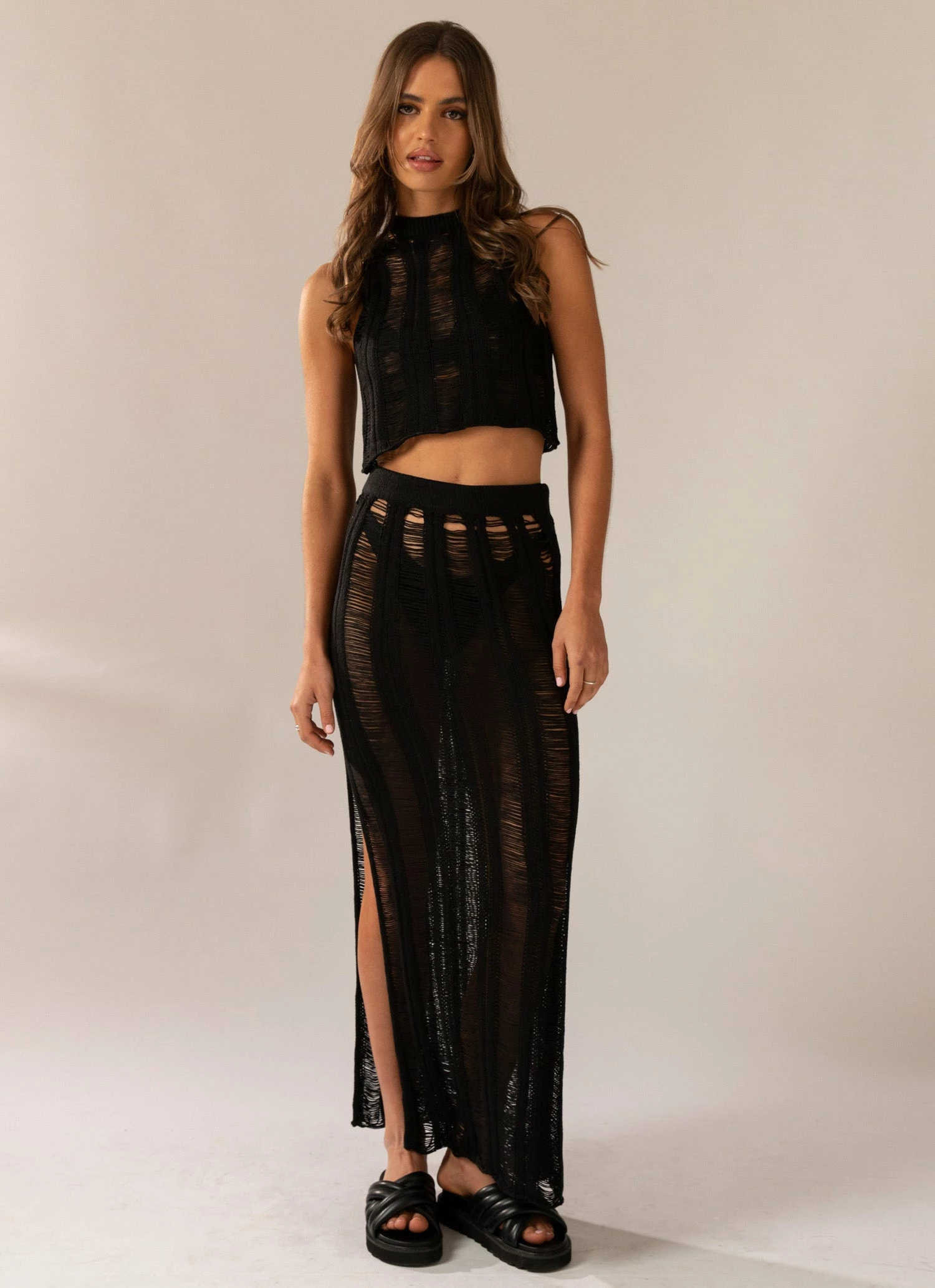 Peppermayo Exclusive Perri Ladder Knit Tank - Black 4 Peppermayo Exclusive Perri Ladder Knit Tank - Black - Image 2